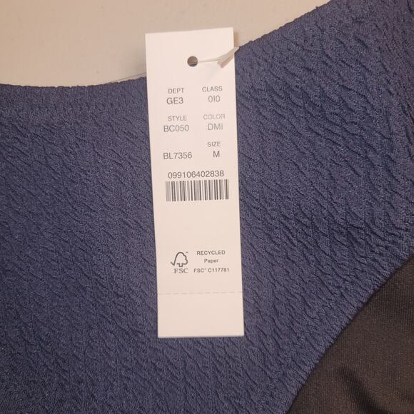 J Crew Bikini Bottom Textured curved-waist cheeky Size Medium Blue BC050 - Picture 3 of 7